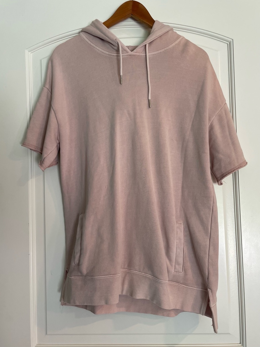 Pacsun Light Pink Short-Sleeve Hoodie Sweatshirt Size M